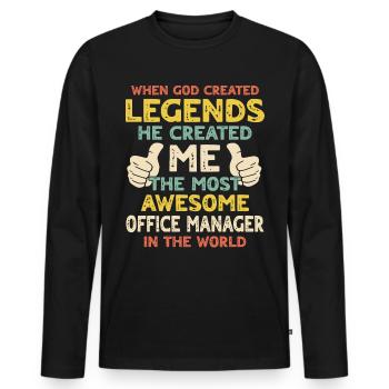 Gestionnaire de bureau - T-shirt manches longues Premium bio Homme - noir - Devant - Nico (187cm)