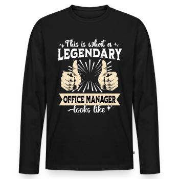 Legendary office manager - Men's Premium Organic Long Sleeve Shirt - black - Front - Nico (187cm)
