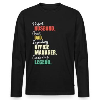Büro Manager Papa - Männer Premium Bio Langarmshirt - Schwarz - Vorne - Nico (187cm)