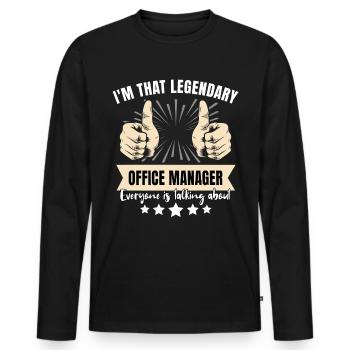 Legendärer Büro Manager - Männer Premium Bio Langarmshirt - Schwarz - Vorne - Nico (187cm)