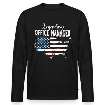 Büro Manager US - Männer Premium Bio Langarmshirt - Schwarz - Vorne - Nico (187cm)