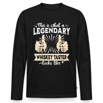 Buveur de whisky légendaire - T-shirt manches longues Premium bio Homme - noir - Devant - Nico (187cm)