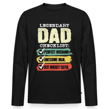 Papa buveur de whisky Fête des pères - T-shirt manches longues Premium bio Homme - noir - Devant - Nico (187cm)
