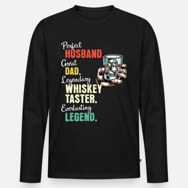 Whiskey Trinker Papa - Männer Premium Bio Langarmshirt - Schwarz