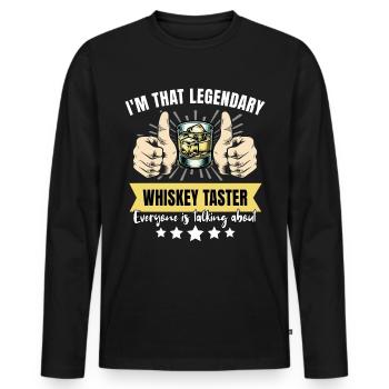 Buveur de whisky légendaire - T-shirt manches longues Premium bio Homme - noir - Devant - Nico (187cm)