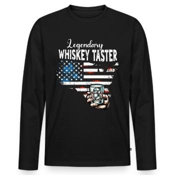 Buveur de whisky US - T-shirt manches longues Premium bio Homme - noir - Devant - Nico (187cm)