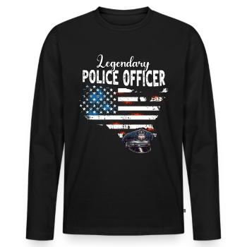 Policeman US - Men's Premium Organic Long Sleeve Shirt - black - Front - Nico (187cm)