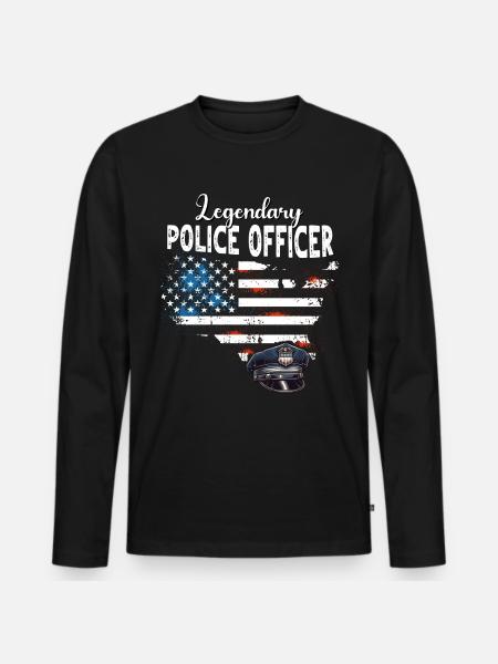 Policeman US - Men's Premium Organic Long Sleeve Shirt - black