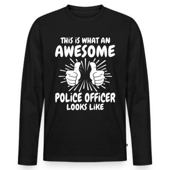 Policier - T-shirt manches longues Premium bio Homme - noir - Devant - Nico (187cm)