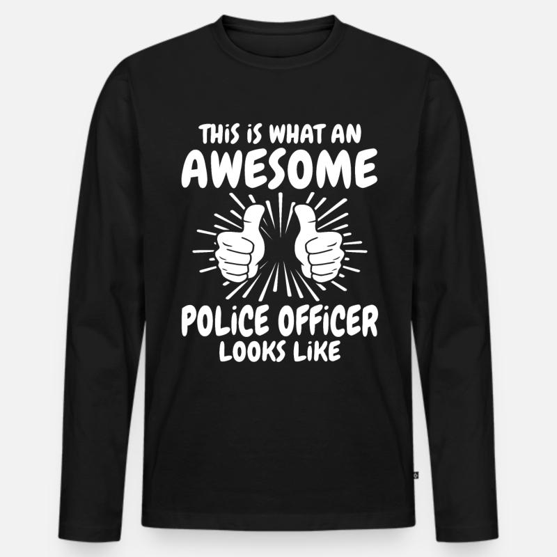 Polizist - Männer Premium Bio Langarmshirt - Schwarz