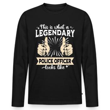 Policier légendaire - T-shirt manches longues Premium bio Homme - noir - Devant - Nico (187cm)
