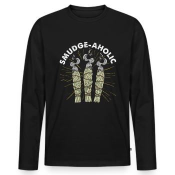 Smudge Sage Feather Spirituelle Smudging - Männer Premium Bio Langarmshirt - Schwarz - Vorne - Nico (187cm)