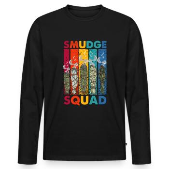 Purification spirituelle de plumes de sauge - T-shirt manches longues Premium bio Homme - noir - Devant - Nico (187cm)