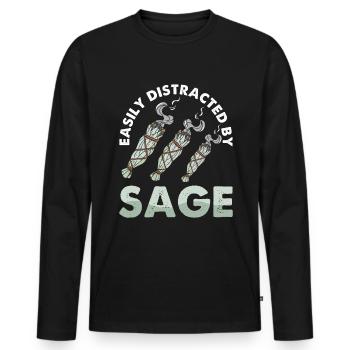 Smudge Sage Feather Spirituelle Smudging - Männer Premium Bio Langarmshirt - Schwarz - Vorne - Nico (187cm)