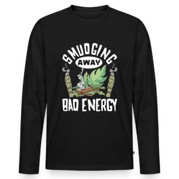 Smudge Sage Feather Spirituelle Smudging - Männer Premium Bio Langarmshirt - Schwarz - Vorne - Nico (187cm)