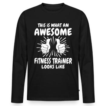 Trainer - Men's Premium Organic Long Sleeve Shirt - black - Front - Nico (187cm)
