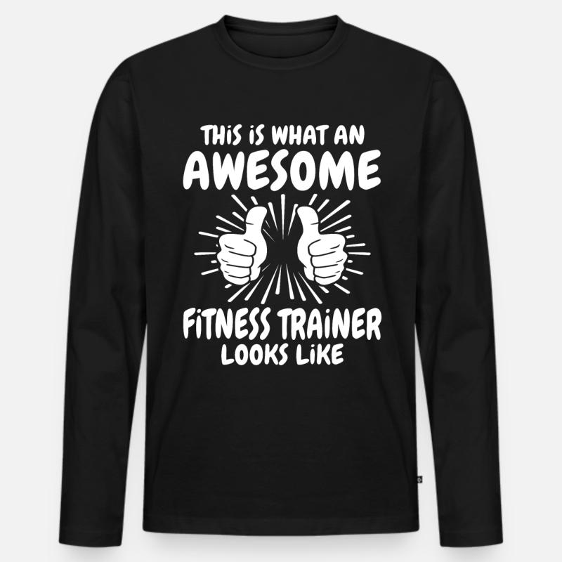 Fitnesstrainer - Männer Premium Bio Langarmshirt - Schwarz