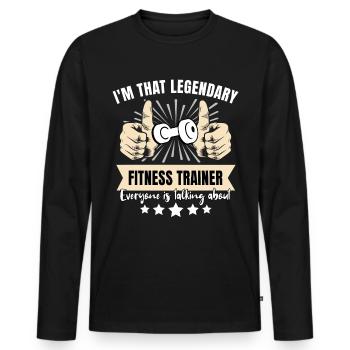 Legendärer Fitnesstrainer - Männer Premium Bio Langarmshirt - Schwarz - Vorne - Nico (187cm)