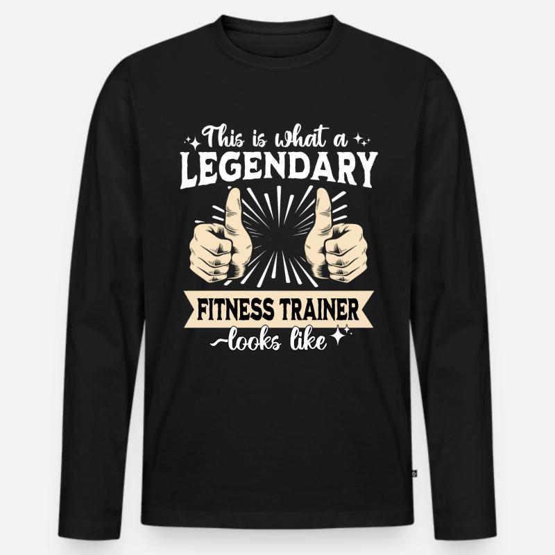 Legendärer Fitnesstrainer - Männer Premium Bio Langarmshirt - Schwarz