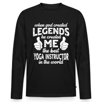 Bester Yogalehrer Legende - Männer Premium Bio Langarmshirt - Schwarz - Vorne - Nico (187cm)