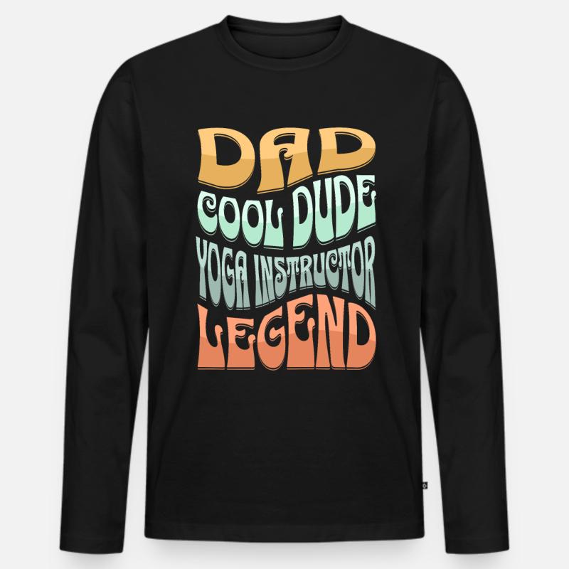 Papa Yogalehrer - Männer Premium Bio Langarmshirt - Schwarz
