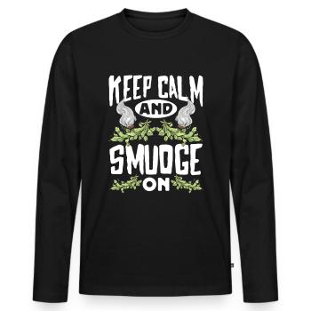 Smudge Sage Feather Spirituelle Smudging - Männer Premium Bio Langarmshirt - Schwarz - Vorne - Nico (187cm)