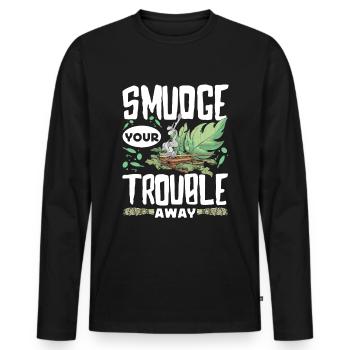 Purification spirituelle de plumes de sauge - T-shirt manches longues Premium bio Homme - noir - Devant - Nico (187cm)