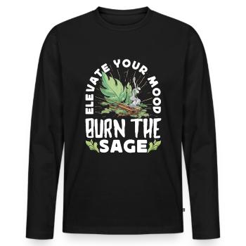 Smudge Sage Feather Spirituelle Smudging - Männer Premium Bio Langarmshirt - Schwarz - Vorne - Nico (187cm)