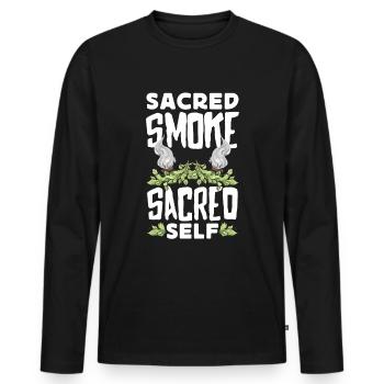 Smudge Sage Feather Spirituelle Smudging - Männer Premium Bio Langarmshirt - Schwarz - Vorne - Nico (187cm)