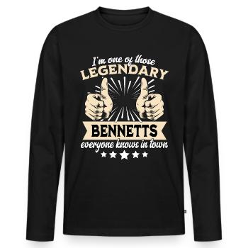 Legendary Bennett Legend - Men's Premium Organic Long Sleeve Shirt - black - Front - Nico (187cm)