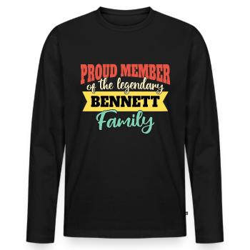 Name Bennett - Men's Premium Organic Long Sleeve Shirt - black - Front - Nico (187cm)