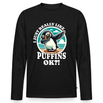 J’adore le dicton Puffin - T-shirt manches longues Premium bio Homme - noir - Devant - Nico (187cm)