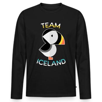 Équipe Puffins Islande - T-shirt manches longues Premium bio Homme - noir - Devant - Nico (187cm)