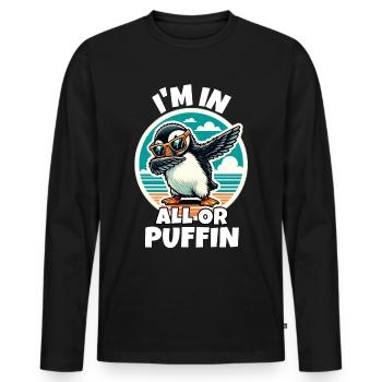 Puffin Sayings - Men's Premium Organic Long Sleeve Shirt - black - Front - Nico (187cm)