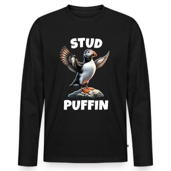 Papageientaucher Spruch - Männer Premium Bio Langarmshirt - Schwarz - Vorne - Nico (187cm)