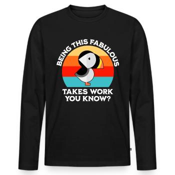 puffin saying - Men's Premium Organic Long Sleeve Shirt - black - Front - Nico (187cm)