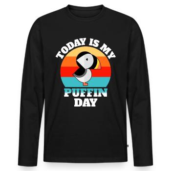 Puffin Sayings - Men's Premium Organic Long Sleeve Shirt - black - Front - Nico (187cm)