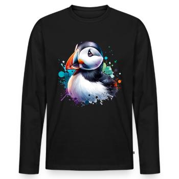Papageientaucher - Männer Premium Bio Langarmshirt - Schwarz - Vorne - Nico (187cm)