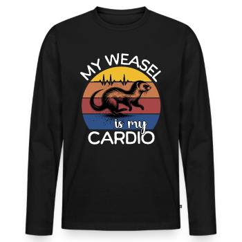 Weasel ECG Weasel Heart Line - Men's Premium Organic Long Sleeve Shirt - black - Front - Nico (187cm)