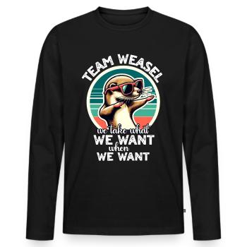 Funny Weasel Sayings - Men's Premium Organic Long Sleeve Shirt - black - Front - Nico (187cm)