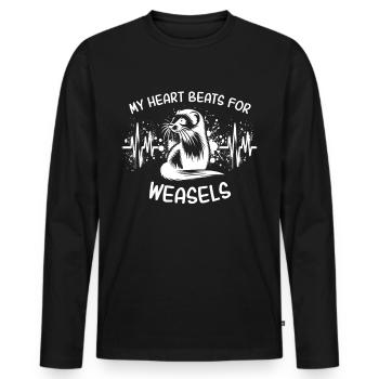ECG Weasel Heart Line - Men's Premium Organic Long Sleeve Shirt - black - Front - Nico (187cm)