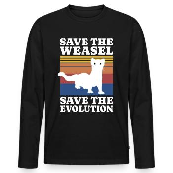 Save Weasel - Men's Premium Organic Long Sleeve Shirt - black - Front - Nico (187cm)