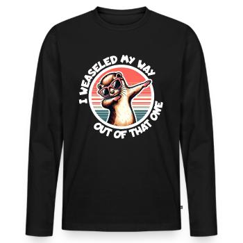 Weasel Saying - Men's Premium Organic Long Sleeve Shirt - black - Front - Nico (187cm)