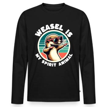 Funny Weasel Sayings - Men's Premium Organic Long Sleeve Shirt - black - Front - Nico (187cm)