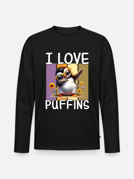 I love puffins - Men's Premium Organic Long Sleeve Shirt - black