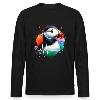 Puffin Cardio - Men's Premium Organic Long Sleeve Shirt - black - Front - Nico (187cm)