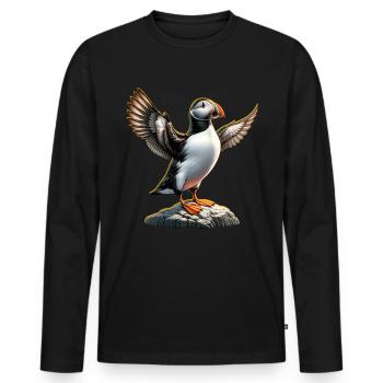 Papageientaucher Papageitaucher - Männer Premium Bio Langarmshirt - Schwarz - Vorne - Nico (187cm)