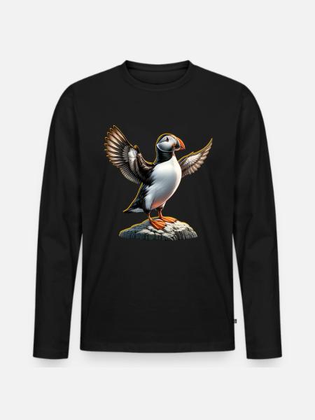 Puffins, puffins - Men's Premium Organic Long Sleeve Shirt - black