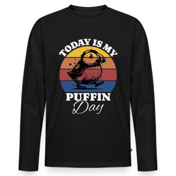Puffin - Men's Premium Organic Long Sleeve Shirt - black - Front - Nico (187cm)