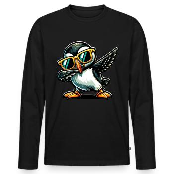 Dabbing Puffin Papageientaucher - T-shirt manches longues Premium bio Homme - noir - Devant - Nico (187cm)